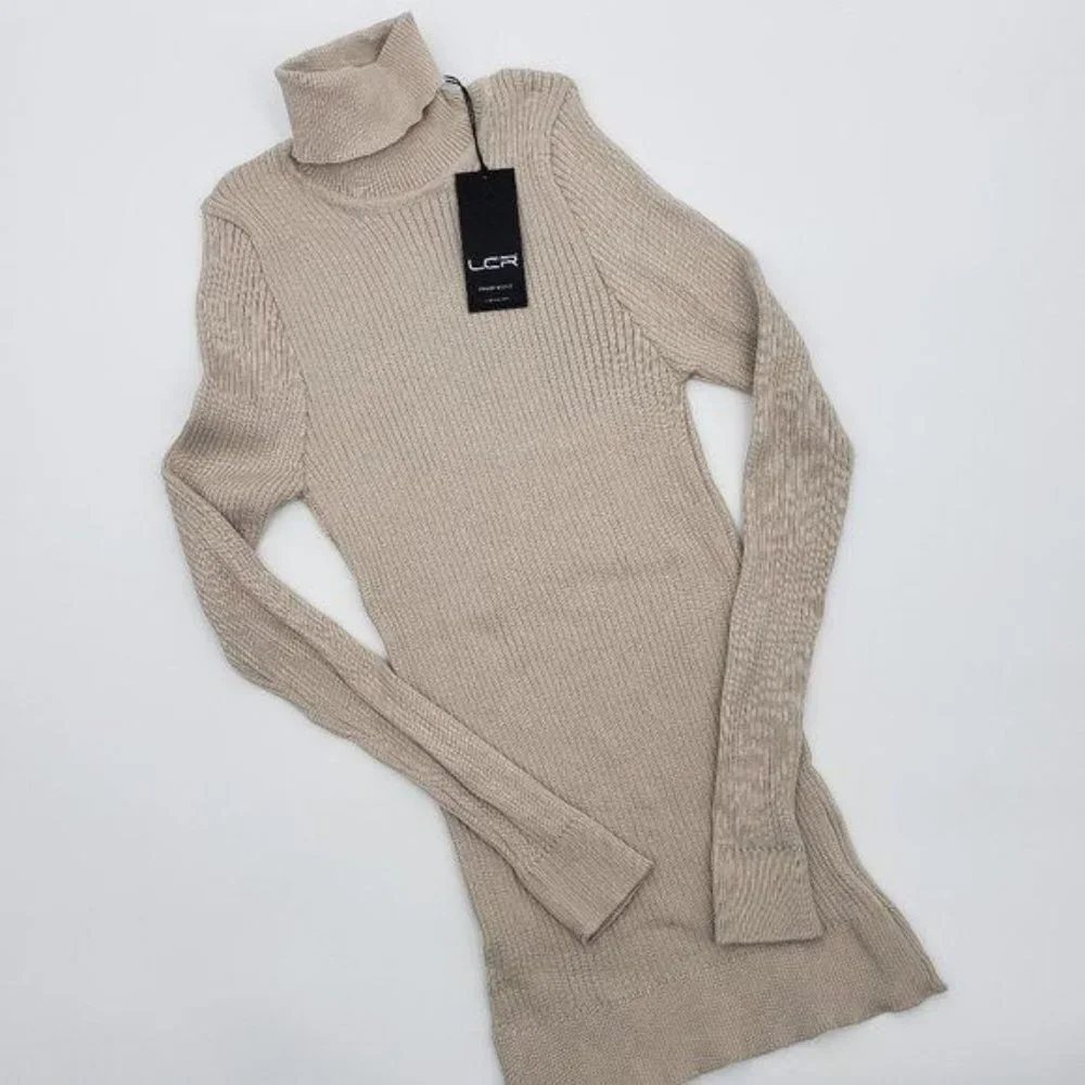 LCR Black Edition Men's Luxury European Turtleneck Sweater Light Beige Large NWT